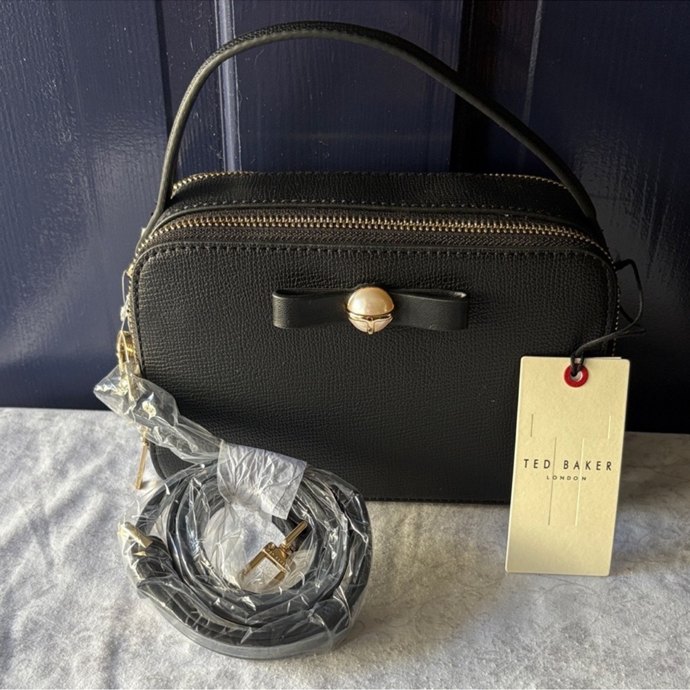 Ted Baker Black Crossbody Bag with Gold Detail NWT